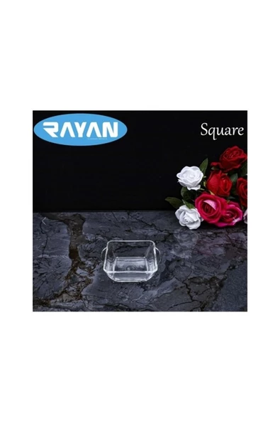 Square Tekli Kare Cam Kahvaltılık Kase   -25057