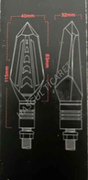 Hsgl Motorsiklet Led OK Desen Sarı Sinyal Kayar Led  Model Aks 08 07 İkili su gecirmez - 3