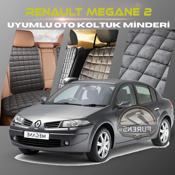 Renault Megane 2 Antrasit Renk Tay Tüyü Cepli & Terletmez Sırtlı Oto Koltuk Minder Seti - Koltuk Koruma Kılıfı (ÖN & ARKA TAM SET) ürün görseli