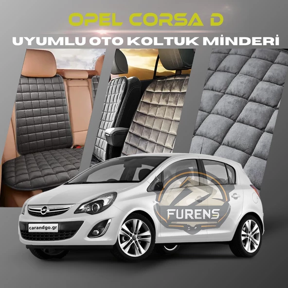 Opel Corsa D Antrasit Renk Tay Tüyü Cepli & Terletmez Sırtlı Oto Koltuk Minder Seti - Koltuk Koruma Kılıfı (ÖN & ARKA TAM SET)