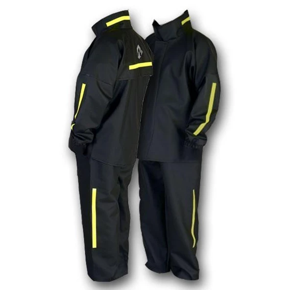 WINDTECH Motosiklet PVC Yağmurluk Cepli Reflektörlü Alt Üst Takım S Beden Siyah - 2