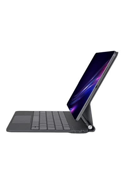 iPad Pro 11 2024 Uyumlu Magic Style Manyetik Yapışmalı Klavyeli Tablet Kılıfı - Resim 2