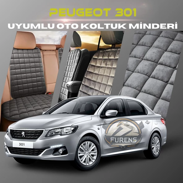 Peugeot 301 Antrasit Renk Tay Tüyü Cepli & Terletmez Sırtlı Oto Koltuk Minder Seti - Koltuk Koruma Kılıfı (ÖN & ARKA TAM SET) ürün görseli