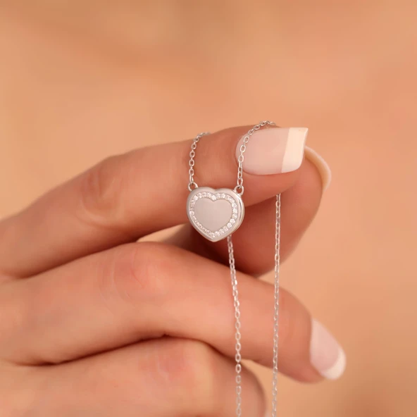 925 Ayar Gümüş Işıkta Yansıyan Love Yazılı Kolye - Resim 4