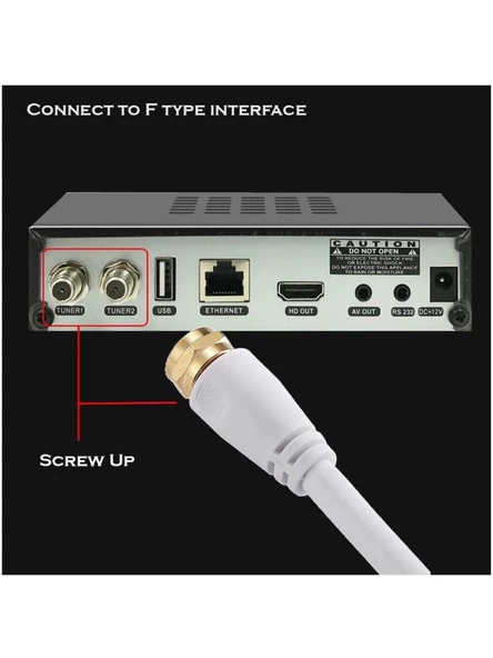 10 M RG6-U6 F Konnektörlü Hazır Uydu Anten Kablosu - 2
