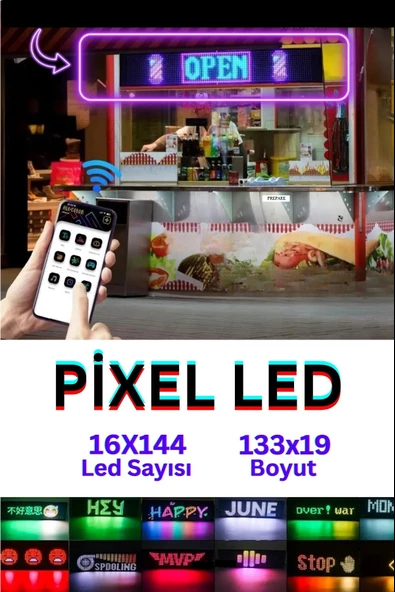 133 Cm İşyeri Tır Kamyon Otobüs Uyumlu Rgb Led Panel 19,2x133cm Ölçü 16x144 Led Sayısı Kumanda+Kablo - 2