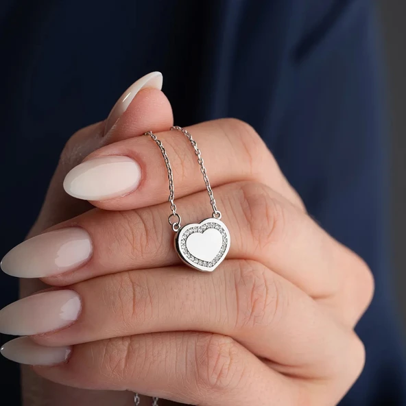 925 Ayar Gümüş Işıkta Yansıyan Love Yazılı Kolye - Resim 6