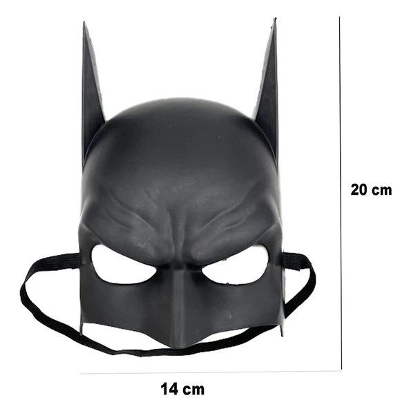 NessiWorld Siyah Renk Çocuk Boy Arkadan Lastikli Batman Maskesi A Kalite  20x14 cm