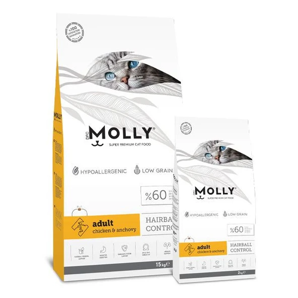 MOLLY TAVUKLU KEDİ MAMASI 2 KG ORJİNAL KAPALI PAKET