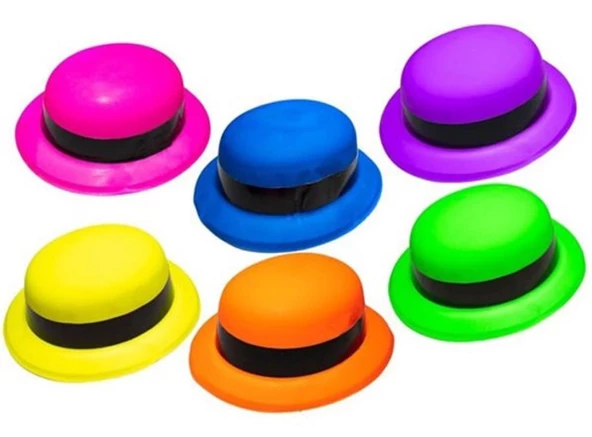 Nessiworld   Neon Partisi Turuncu Renk Melon Plastik Parti Şapkası - 3