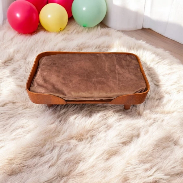 ED PET DİZAYN Barcelona 40x70 Kedi Köpek Yatağı Ceviz. Şık Tasarım Rahat Minderi Ile Beraber - 2