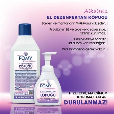 FOMY Köpük Dezenfektan Alkolsüz El ve Cilt Dezenfektan Köpüğü 500 ml - 7
