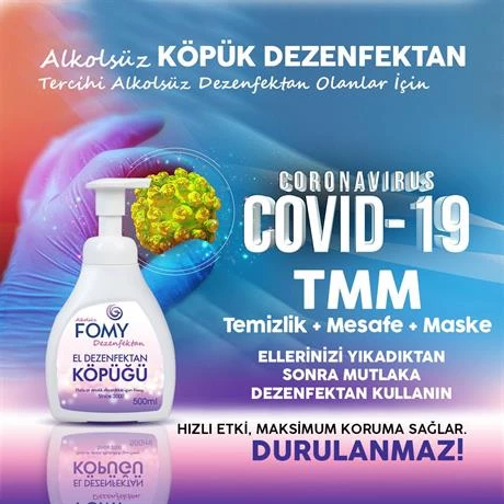FOMY Köpük Dezenfektan Alkolsüz El ve Cilt Dezenfektan Köpüğü 500 ml - 3
