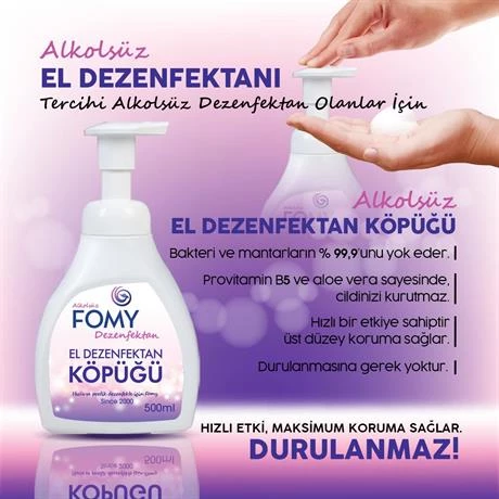 FOMY Köpük Dezenfektan Alkolsüz El ve Cilt Dezenfektan Köpüğü 500 ml - 2