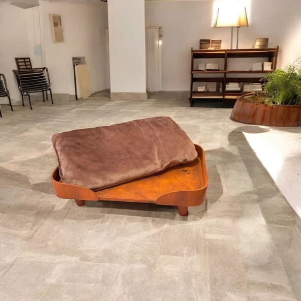 ED PET DİZAYN Barcelona 40x70 Kedi Köpek Yatağı Ceviz. Şık Tasarım Rahat Minderi Ile Beraber - 4