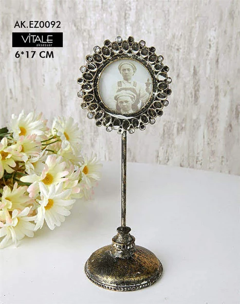 Ayaklı Gold Siyah Masaüstü Fotoğraf Çerçevesi 3,5x3,5cm - 2