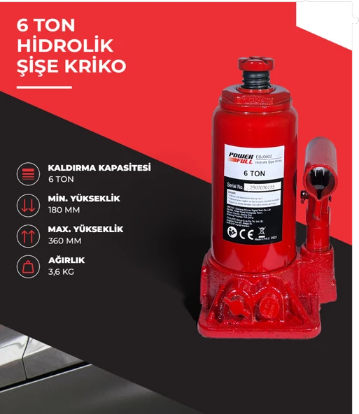 Powerfull 6 Ton Hidrolik Şişe Kriko - 3