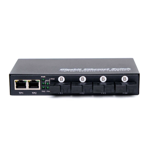 Fiber Optik 4 Port+2 Port RJ45 1000 Mbit Fiber Switch (A)