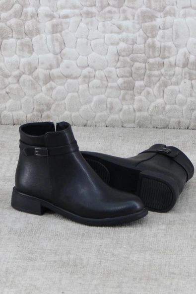 Fort 3527 Rahat Alçak Topuk Toka Detaylı Sıcak Astar Kadın Bot - Resim 5