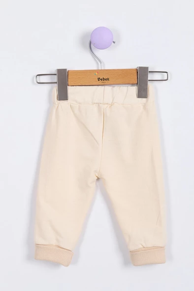 Tavşan Desenli Pamuklu Kapşonlu Zıbınlı Uzun Kollu Erkek Bebek 3'lü Takım Alt Üst Erkek Bebek Takım - 9