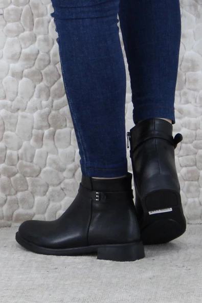 Fort 3527 Rahat Alçak Topuk Toka Detaylı Sıcak Astar Kadın Bot - Resim 4