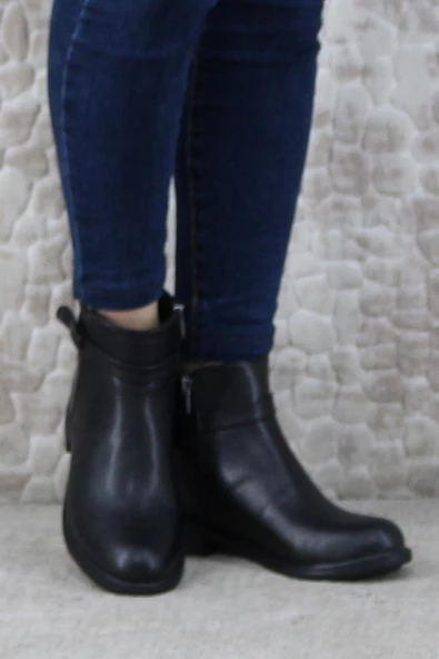 Fort 3527 Rahat Alçak Topuk Toka Detaylı Sıcak Astar Kadın Bot - Resim 2