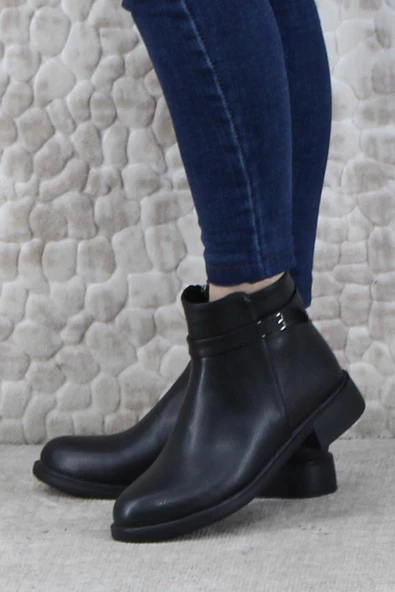 Fort 3527 Rahat Alçak Topuk Toka Detaylı Sıcak Astar Kadın Bot - Resim 3