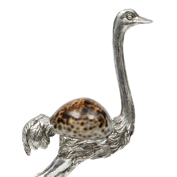 Polyester Mercanlı Gümüş Devekuşu Obje Dekor 28cm - 3