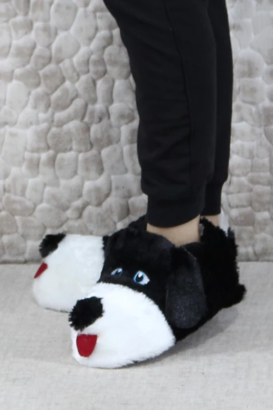 Fort Sevimli Köpek Figürlü Peluş Panduf Hayvanlı Yumuşak Kadın Panduf - Resim 8