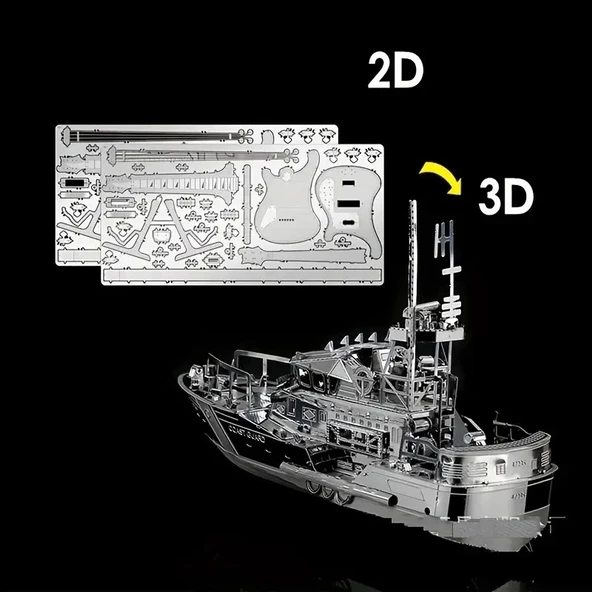 DIY Life Boat Can Kurtaran Botu 3D Metal Puzzle Bulmaca 14+ yaş üstü Hediyelik model - 3
