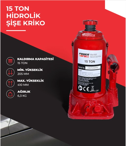 Powerfull 15 Ton Hidrolik Şişe Kriko - 3