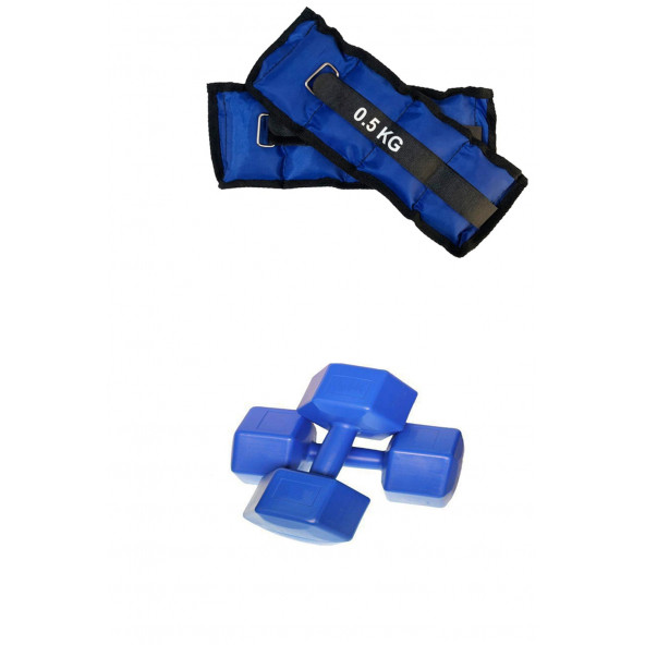 Leyaton Dumbell 1Kgx2Adet ,El Ayak Bilek Ağırlığı 0.5Kgx2Adet 2li Ağırlık Kondisyon Seti