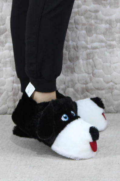 Fort Sevimli Köpek Figürlü Peluş Panduf Hayvanlı Yumuşak Kadın Panduf - Resim 6