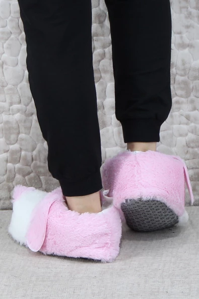 Fort Sevimli Köpek Figürlü Peluş Panduf Hayvanlı Yumuşak Kadın Panduf - Resim 4