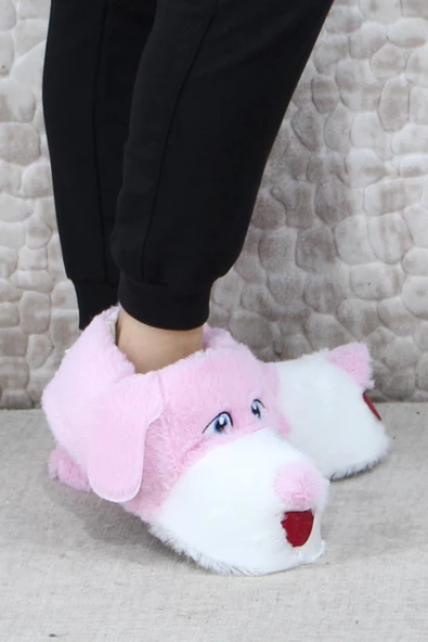 Fort Sevimli Köpek Figürlü Peluş Panduf Hayvanlı Yumuşak Kadın Panduf ürün görseli