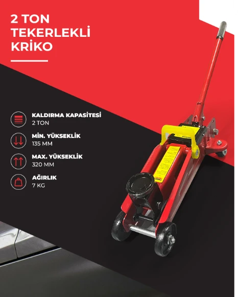 Powerfull 2 Ton Tekerlekli Hidrolik Kriko