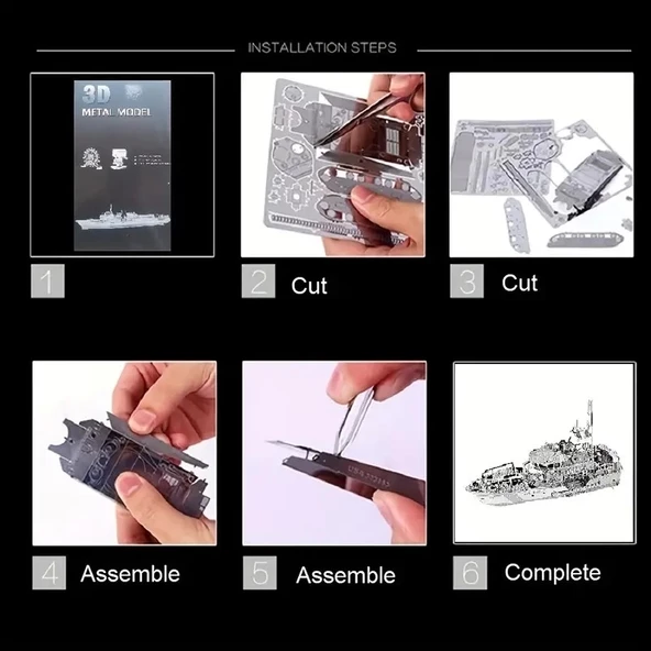 DIY Life Boat Can Kurtaran Botu 3D Metal Puzzle Bulmaca 14+ yaş üstü Hediyelik model - 6