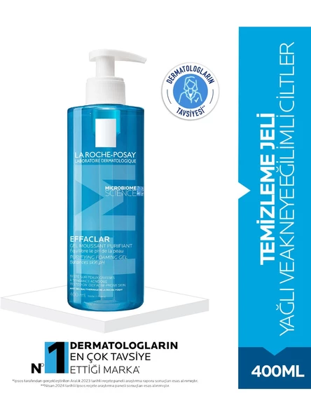 La Roche-Posay Effaclar Yüz Temizleme Jeli 400 ml- Yağlı ve Akneye Eğilimli Ciltler İçin