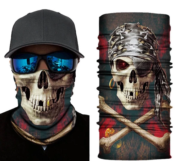 Nessiworld Siyah Renk Üzeri Likralı Korsan Kafatası Baskılı Baf Buff Bandana 30x48 cm