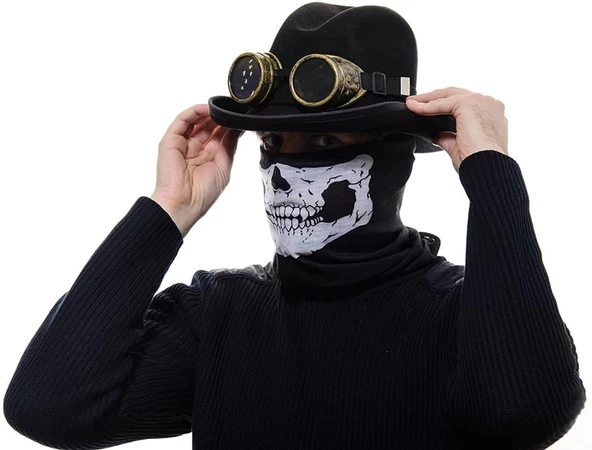Nessiworld Siyah Renk Dikişsiz Çok Fonksiyonlu Çene Kafatası Yüz Maskesi Baf Buff Bandana Boyunluk Bileklik - 10