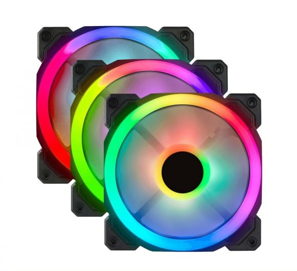 GAMEFORCE 7R Pro Seri (3lü Set) Rainbow Ledli Sessiz 120mm 12cm