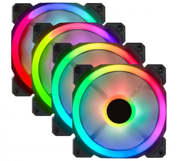 GAMEFORCE 7R Pro Seri (4lü Set) Rainbow Ledli Sessiz 120mm 12cm