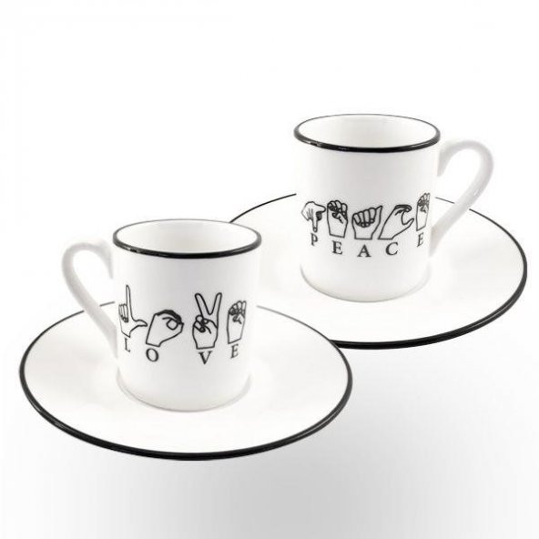 Decorium 2 Kişilik Kahve Takımı Love-Peace