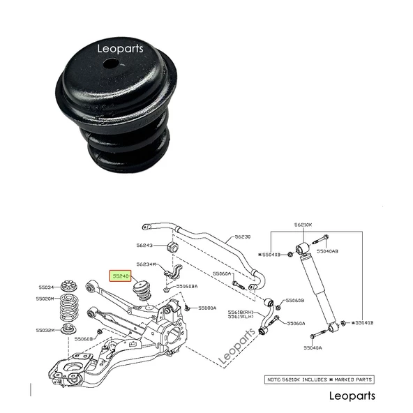 LEOPARTS Nissan Qashqai - Xtrail 2007-2013 Arka Taşıyıcı Takozu 55240-JD000 - 4