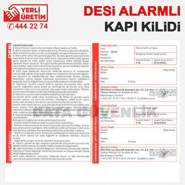 Desi Alarmlı Kapı Kilidi Dak Kilidi Kargo Ücretsiz - 3
