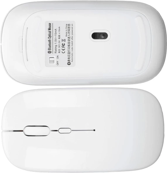 Lenovo Tab K11 TB330FU ZADC0072TR 11" Uyumlu Kablosuz Bluetooth Pilli Optik Mouse - Beyaz - 3