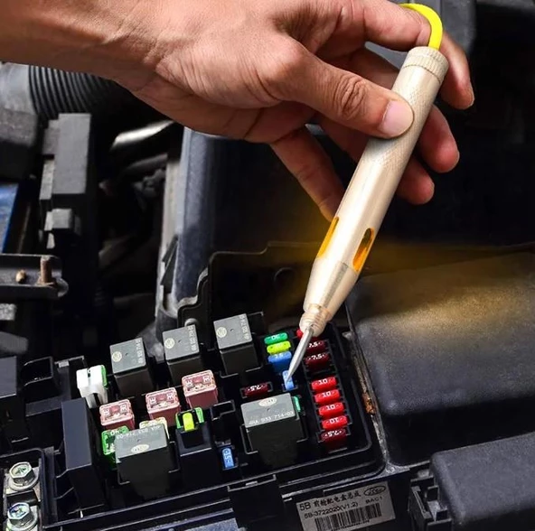 Profesyonel 12v Araç Oto Araba Kontrol Test Kalemi Timsah Ağızlı Elektrik Kalemi Gold - 3