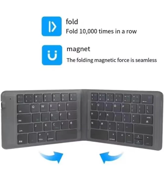 Hiking P15 Tablet 10.1" Uyumlu Kablosuz Bluetooth Şarjlı Katlanır Klavye - Resim 4