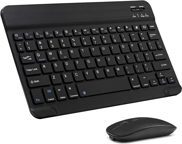 Lenovo Tab P11 Pro J706F 11.2" Uyumlu Kablosuz Bluetooth Şarjlı Klavye ve Şarjlı Mouse Seti - Siyah