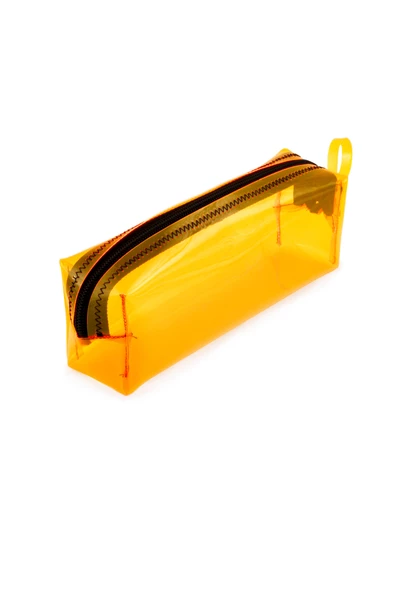 Siyah Fermuarlı Turuncu Renkli Kaliteli PVC Şeffaf Kalemlik Makyaj Çantası Kalem Kutusu - 4